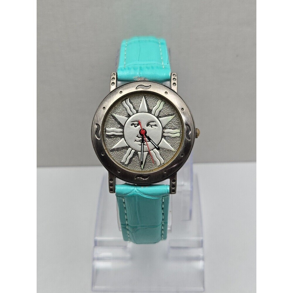 Rare Vintage John Weitz Sun Face Dial Watch Silver Tone Retro Boho New Battery
